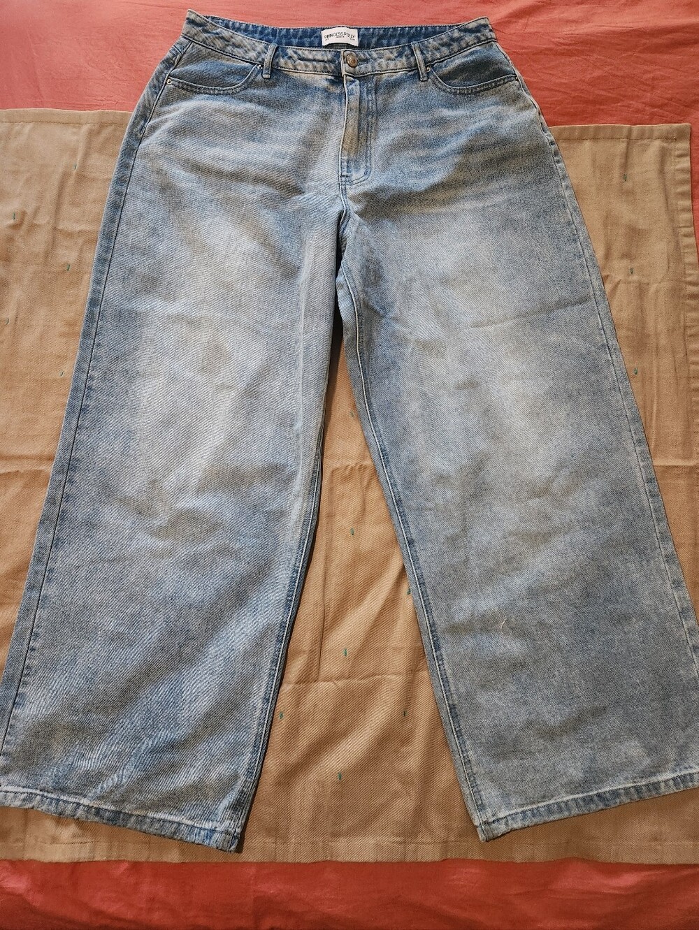 Princess Polly High Waist wide leg light wash jeans Size 12